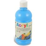 PRIMO Morocolor Acryl, 1 Frasco de 500 ml de Color Acrílico Fino, Cian, Efecto Cubriente y Luminoso, equipado con Tapón Dosificador