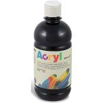 PRIMO Morocolor Acryl, 1 Frasco de 500 ml de Color Acrílico Fino, Negro, Efecto Cubriente y Luminoso, equipado con Tapón Dosificador