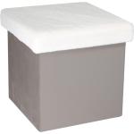 Puff plegable almacenaje cuadrado color gris y blanco 38x38 cm (anchoxalto)
