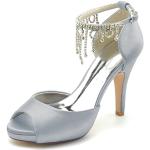 Zapatos plateado de Diamantes de novia de verano Novia acolchados talla 42 para mujer 