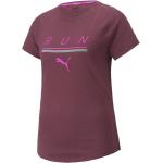 Camisetas lila de poliester de running rebajadas manga corta con logo Puma talla S para mujer 