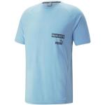 Camisetas azules celeste de viscosa rebajadas con logo Puma para hombre 
