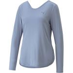 Camisetas deportivas azules de poliester rebajadas manga larga con cuello barco Puma talla S para mujer 