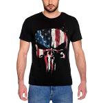 Camisetas estampada negras Marvel con cuello redondo con logo Punisher con motivo de calavera talla M para hombre 