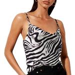 Camisetas estampada de cuero rebajadas Tirantes finos sin mangas con cuello alto informales zebra talla XL para mujer 