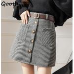 Minifaldas marrones de lana de otoño mini informales con rayas talla XL para mujer 
