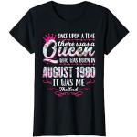 Queen Born in August 1980 - Cute Girl 44th Birthday Camiseta
