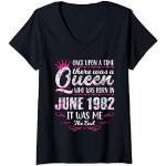 Mujer Queen Born in June 1982 - Cute Girl 42th Birthday Camiseta Cuello V