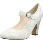 Zapatos blancos de satén de novia de forma de almendra vintage de encaje Rainbow Club talla 37,5 para mujer 