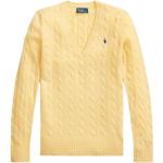 Jerséis amarillos de lana de punto con logo Ralph Lauren Lauren con trenzado talla S para mujer 