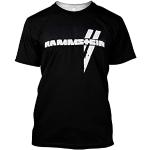 Rammstein Camiseta para hombre con diseño de rayas blancas, banda oficial, color negro, con parte delantera y parte trasera de espuma, Negro , XXXXXL
