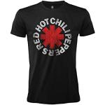 Red Hot Chili Peppers Camiseta Logo Rock Music Oficial Negro Algodón Unisex Adulto Niño (S)