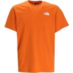 Camisetas naranja de algodón de manga corta manga corta con cuello redondo con logo The North Face Redbox para hombre 