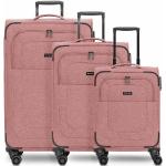 Set de maletas rosas de poliester con ruedas redolz 