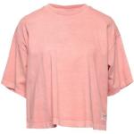Camisetas orgánicas rosas de algodón de manga corta manga corta con cuello redondo de punto Reebok de materiales sostenibles para mujer 
