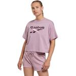 Camisetas deportivas lila de algodón rebajadas floreadas Reebok con motivo de flores talla XL de materiales sostenibles para mujer 