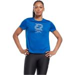 Camisetas azules de poliester de running rebajadas Reebok Speedwick talla XL de materiales sostenibles para mujer 