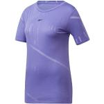 Camisetas deportivas moradas de viscosa con cuello redondo de punto Reebok Burnout talla M de materiales sostenibles para mujer 
