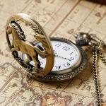 Relojes de bronce con cadena Cuarzo analógicos vintage para hombre 