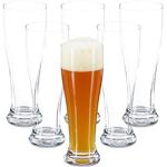 Vasos blancos de vidrio de cerveza de 400 ml aptos para lavavajillas Relaxdays en pack de 6 piezas 