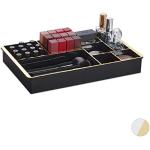 Relaxdays Organizador de cajones para cosméticos, 8 Compartimentos, 35 x 22 cm, Color Negro y Dorado, 1 Item