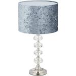 Relaxdays Lámpara de mesa, pantalla de terciopelo, base de cristal, casquillo E14, salón y dormitorio, lámpara de mesa, altura 48 x 26 cm, color gris