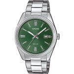 Relojes verdes de plata de pulsera analógicos con correa de plata Casio para hombre 