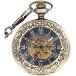 Reloj de bolsillo para hombre Infinite U de cuerda automática, con diseño steampunk retro que deja a la vista el mecanismo, color dorado, incluye cadena