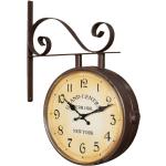Reloj de pared bifacial estación en hierro forjado acabado con efecto marrón oscuro envejecido L32XPR10XH43 cm