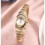Relojes dorados de acero inoxidable de pulsera ovalados impermeables Cuarzo para mujer 