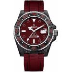 Relojes rojos de pulsera con GMT / Dual Tiempo Automático con correa de piel para multi-sport para mujer 