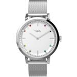 Relojes plateado de plata de pulsera rebajados con correa de plata Timex para mujer 