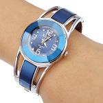 Relojes azules de acero inoxidable de pulsera impermeables Cuarzo informales para mujer 