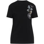 Camisetas negras de algodón de manga corta manga corta con cuello redondo de punto Replay talla XS para mujer 