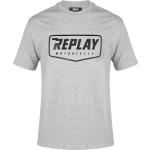 Camisetas grises de cuello redondo rebajadas con cuello redondo con logo Replay talla S para hombre 