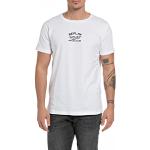 Camisetas blancas de algodón de manga corta manga corta con cuello redondo informales con logo Replay talla M de materiales sostenibles para hombre 