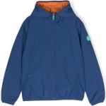 Abrigos azules de poliester con capucha  rebajados manga larga con logo Save the duck talla XS de materiales sostenibles para mujer 