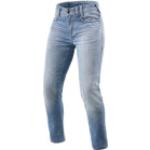 Pantalones azules celeste de cuero de motociclismo ancho W26 largo L30 Revit talla L para mujer 