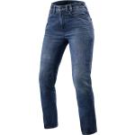 Jeans stretch azul marino de cuero ancho W26 largo L32 desgastado Revit talla L para mujer 