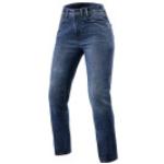 Jeans stretch azul marino de cuero ancho W28 largo L30 desgastado Revit talla L para mujer 