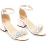 Sandalias deportivas blancas de piel con tacón cuadrado talla 38 para mujer 