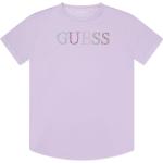 Camisetas moradas de algodón de algodón infantiles con logo Guess 