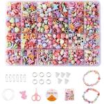 Pulseras multicolor de plástico de perlas hechas a mano infantiles 