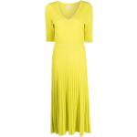 Vestidos amarillos de poliamida de punto rebajados con escote V de punto P.A.R.O.S.H. talla XS para mujer 