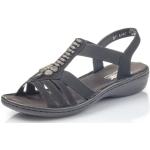 Rieker Mujer Sandalias 60806, señora Sandalias,Zapatos de Verano,Sandalias de Verano,cómodas,Planas,Negro (Schwarz / 00),36 EU / 3.5 UK