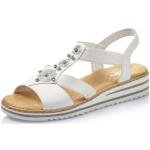 Rieker Mujer Sandalias V0687, señora Sandalias,Zapatos de Verano,Sandalias de Verano,cómodas,Planas,Blanco (Weiss / 80),37 EU / 4 UK