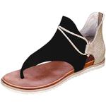 Sandalias negras de cuero de tiras de primavera con tacón de cuña con shock absorber de punta abierta vintage talla 35 para mujer 