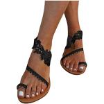 Sandalias negras de piel tipo botín de primavera bohemias talla 41 para mujer 