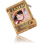Roffatide Anime One Piece Carteras para Hombres Cartera Corta de Dos Pliegues Cartera de Viaje Delgada de Piel Sintética