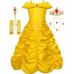 Ropa de vestir de princesa Disfraz de La Bella y la Bestia de Halloween para niña Cosplay Traje de cumpleaños Amarillo 3-10 años